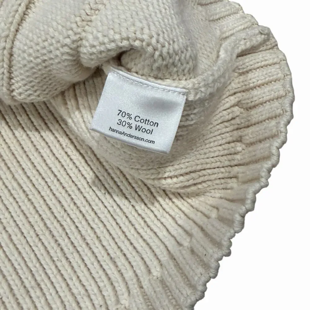 Hanna Andersson Ivory Cable Knit Wool Blend Cardigan Sweater Girls 6-7 | 120 cm